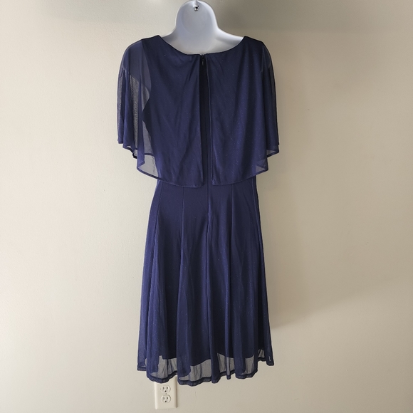 Navy blue cape sparkle dress size 10 - Picture 6 of 9